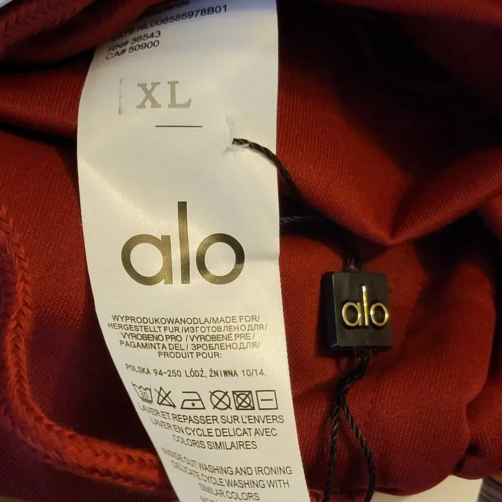 Alo Yoga Size XL Red 2pc Wide Leg Hooded Knit Track Suit Travel Athleisure New